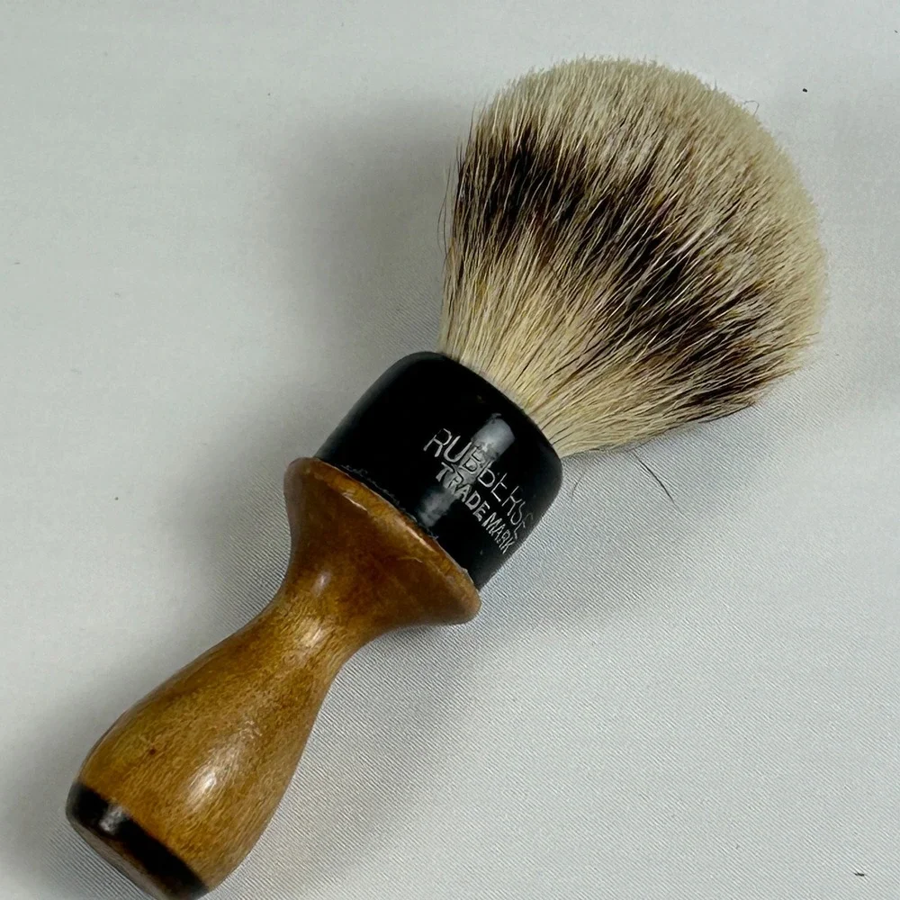 Vintage Rubberset Shaving Brush Wooden Handle Badger Style Bristles Barber Shop